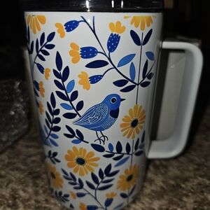 Floral Blue and Yellow Travel Mug